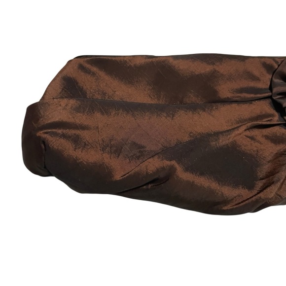 Vintage 60s Brown Lucite Beads Ribbon Flower Fold in Chain Strap Clutch Handbag - Picture 4 of 8